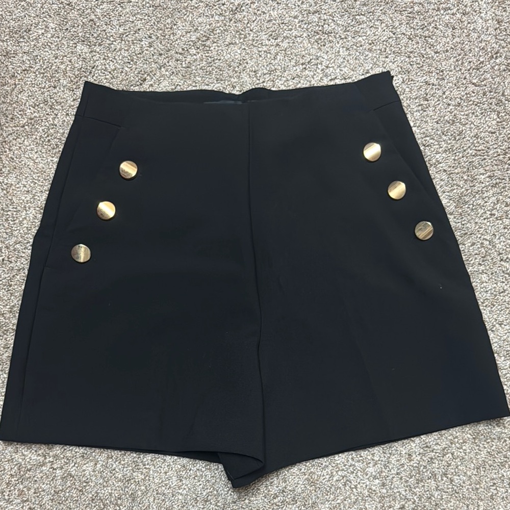Black Women's Shorts with Gold Buttons